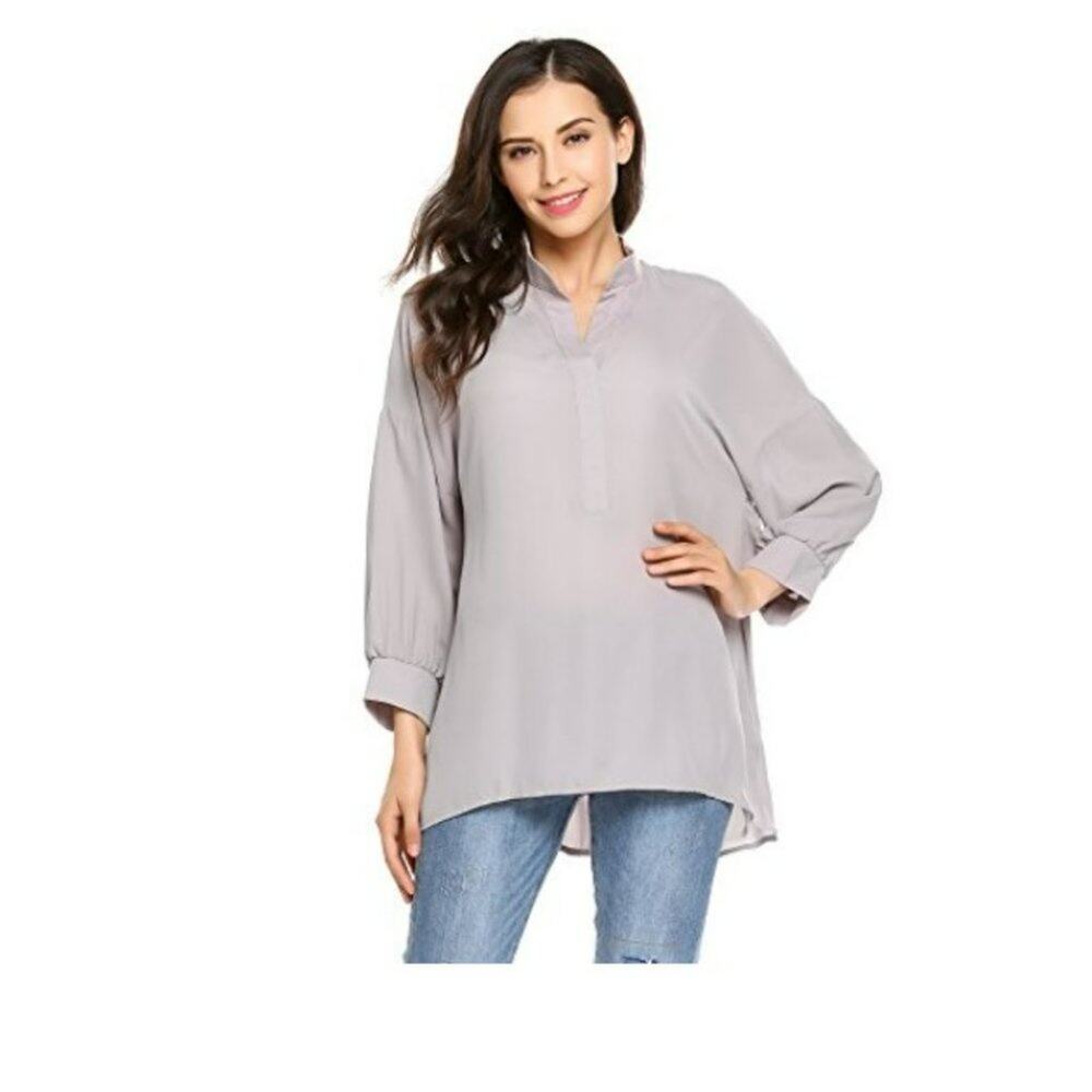 Measeor Cosbeauty Women's Chiffon Deep V Neck 3/4 Sleeve Blouse Tunic Shirt Top